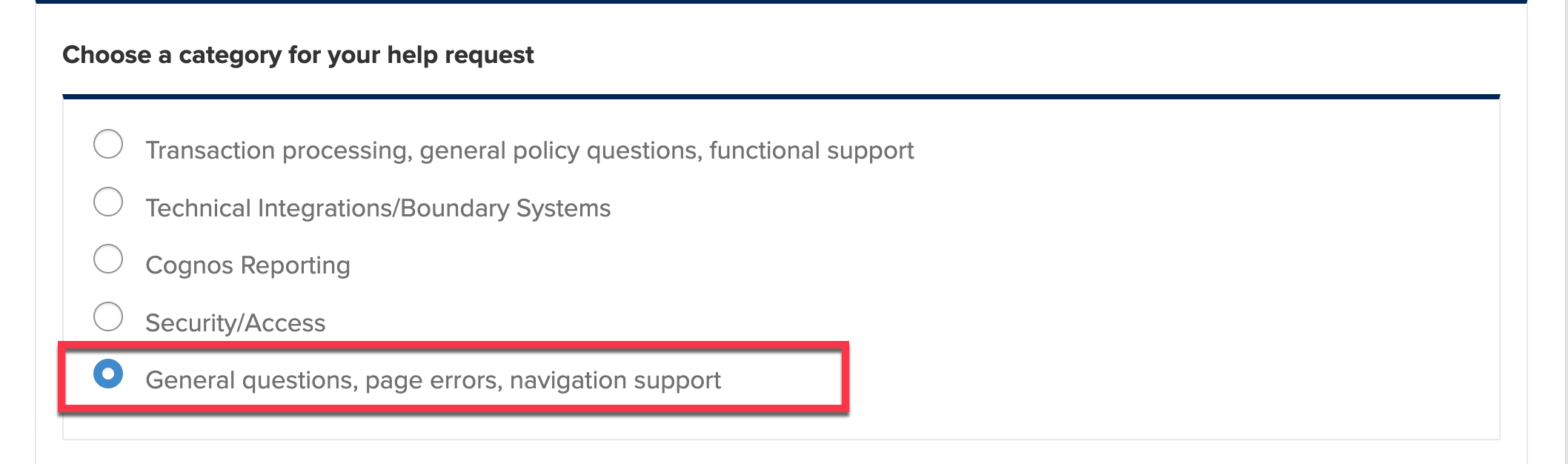 Choose General Castegory in Help Form Thumbnail