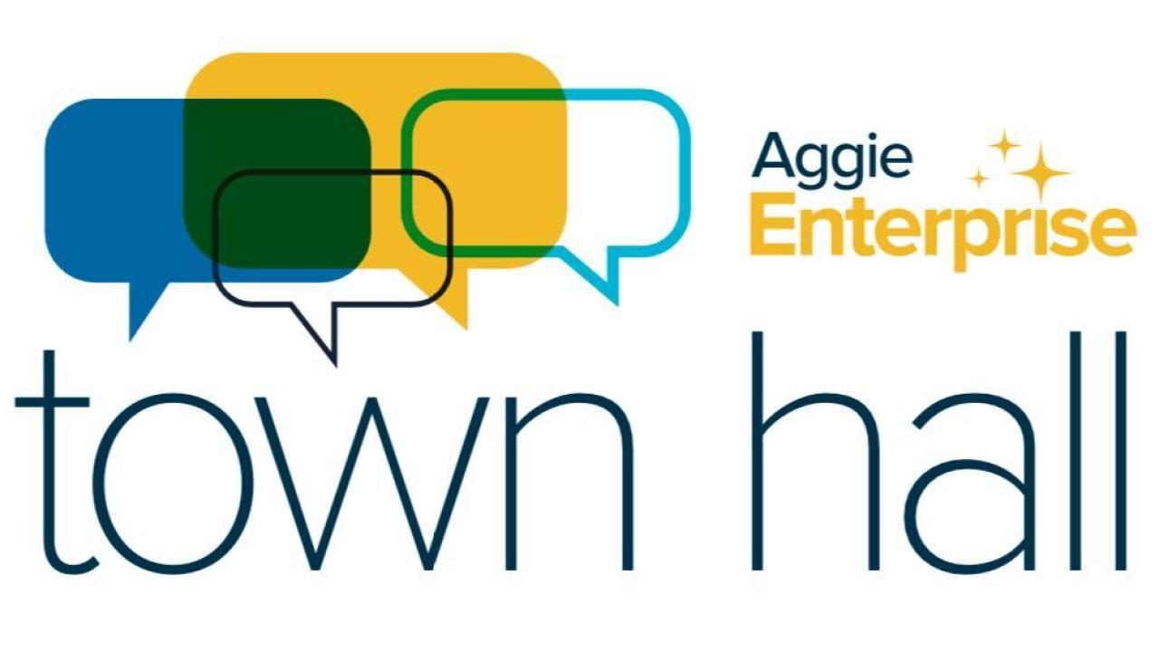Aggie Enterprise Town Hall with decorative background